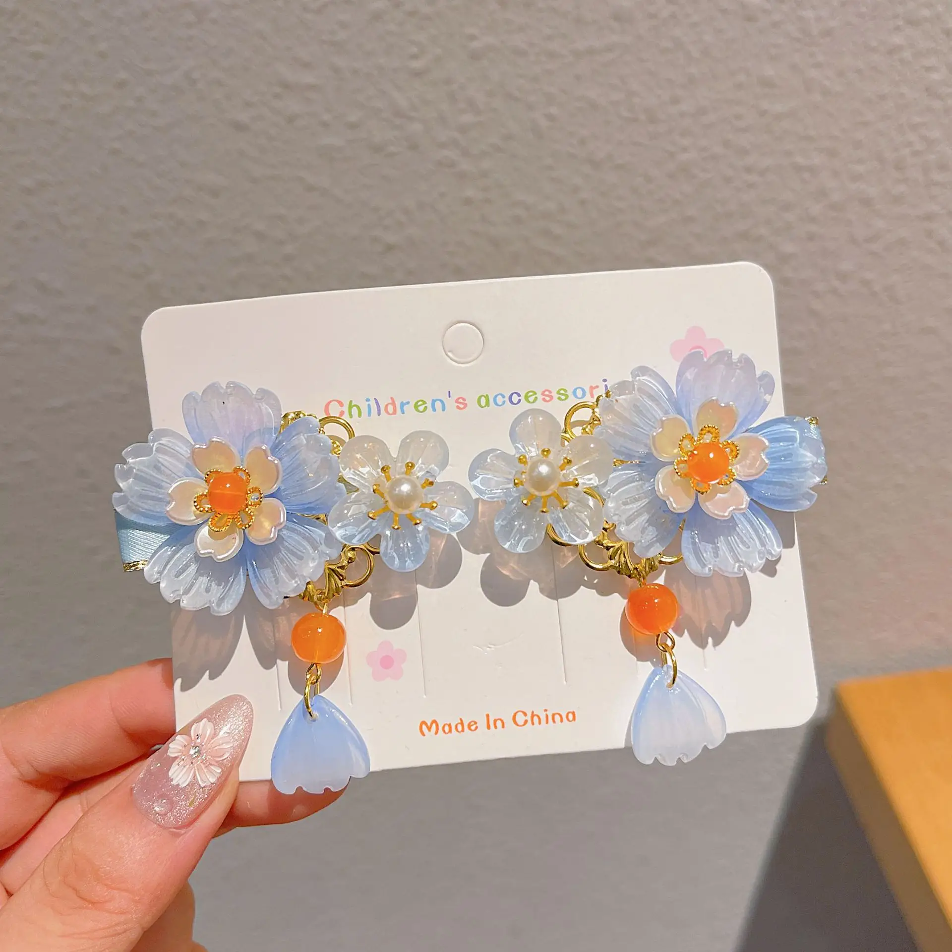 Blue Flower Hairpin with Pearl Accents - Image 76