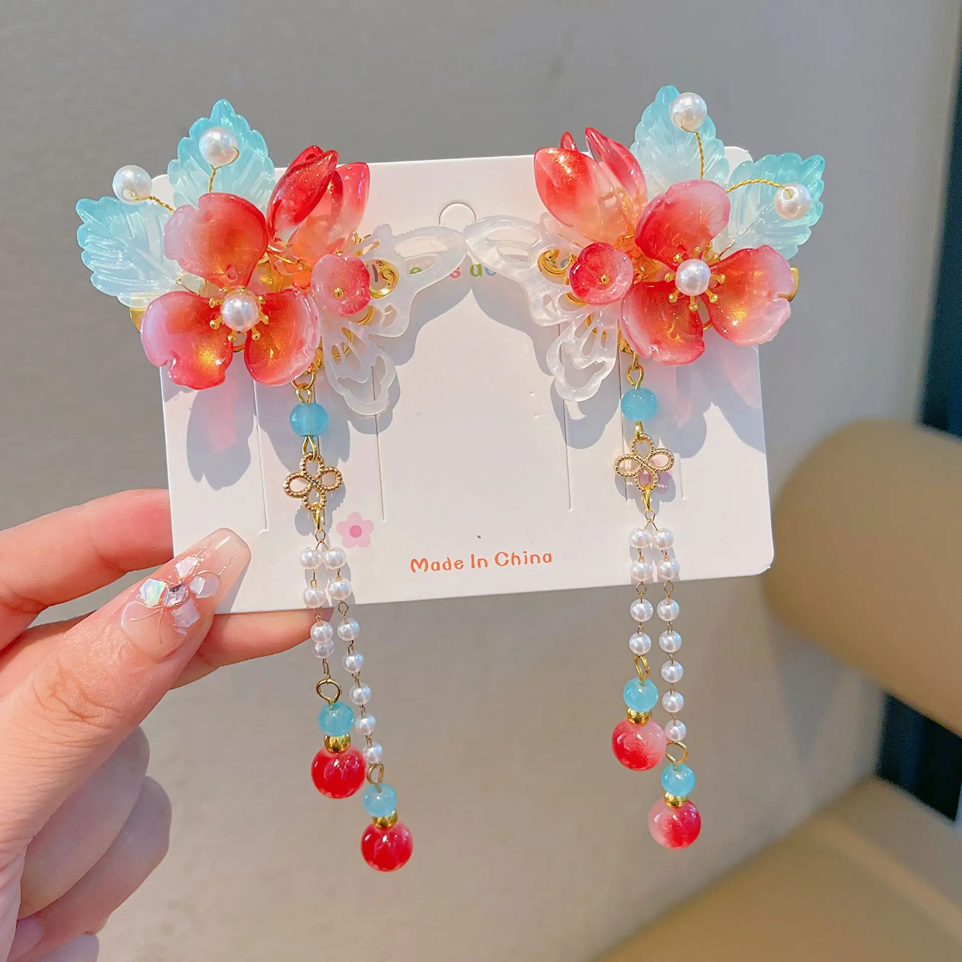 Blue Flower Hairpin with Pearl Accents - Image 85