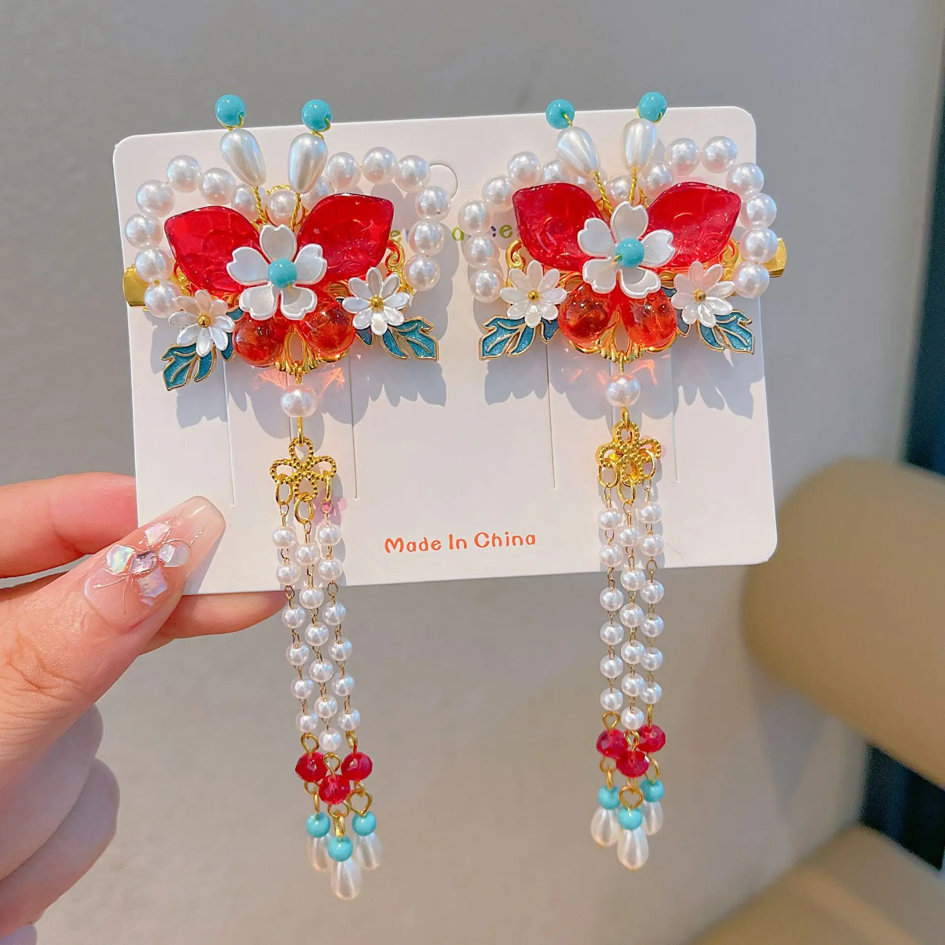 Blue Flower Hairpin with Pearl Accents - Image 86