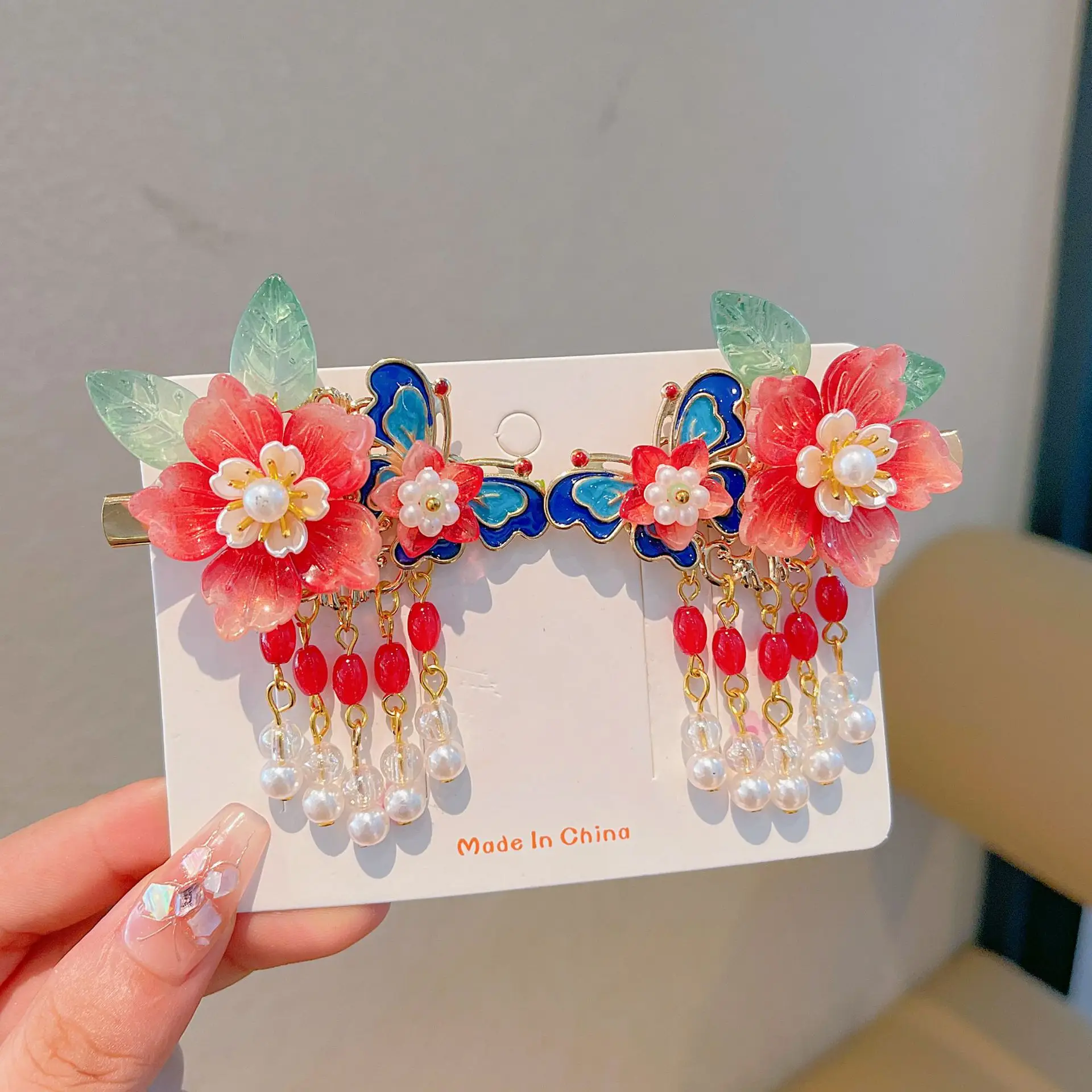 Blue Flower Hairpin with Pearl Accents - Image 91