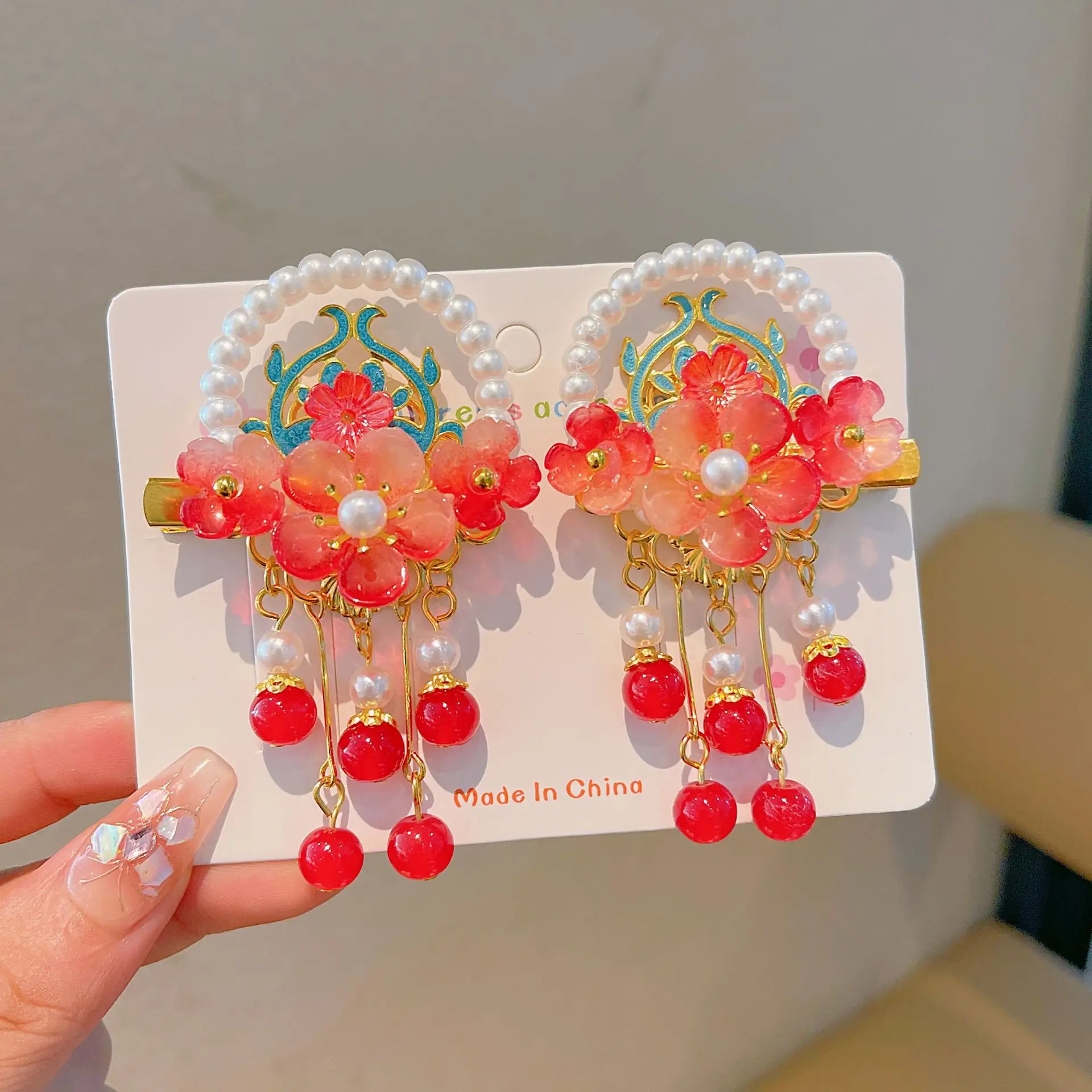 Blue Flower Hairpin with Pearl Accents - Image 93