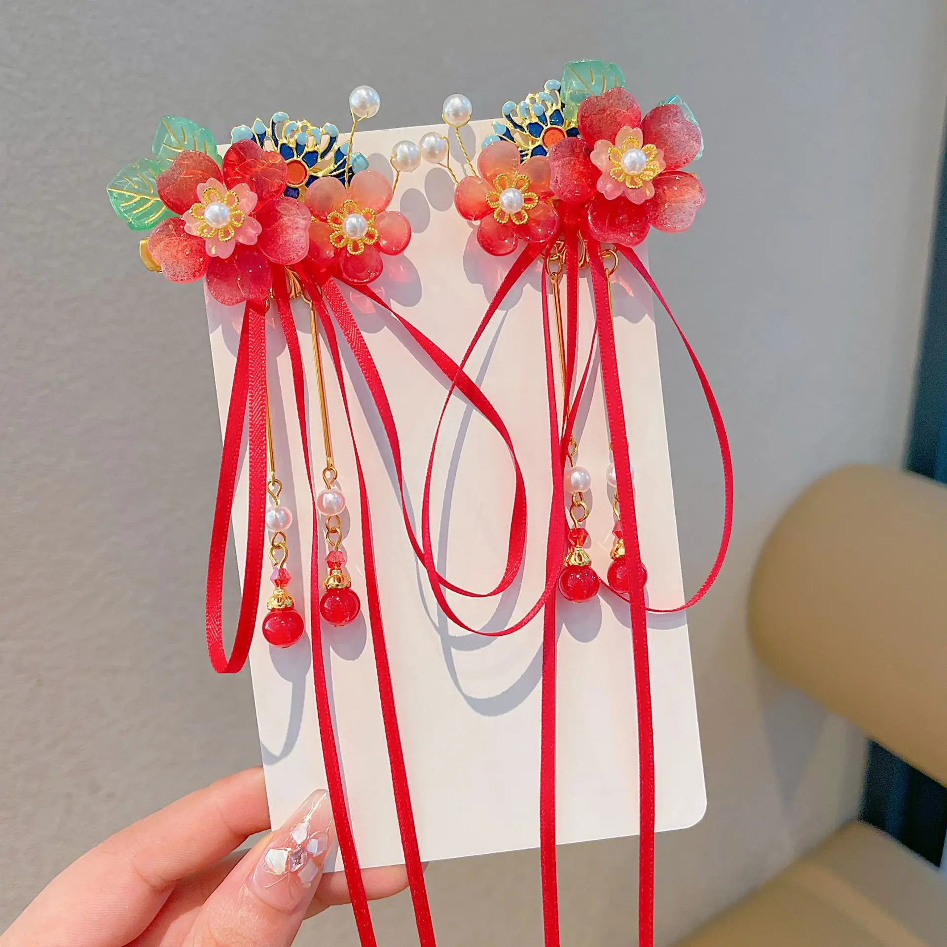 Blue Flower Hairpin with Pearl Accents - Image 97