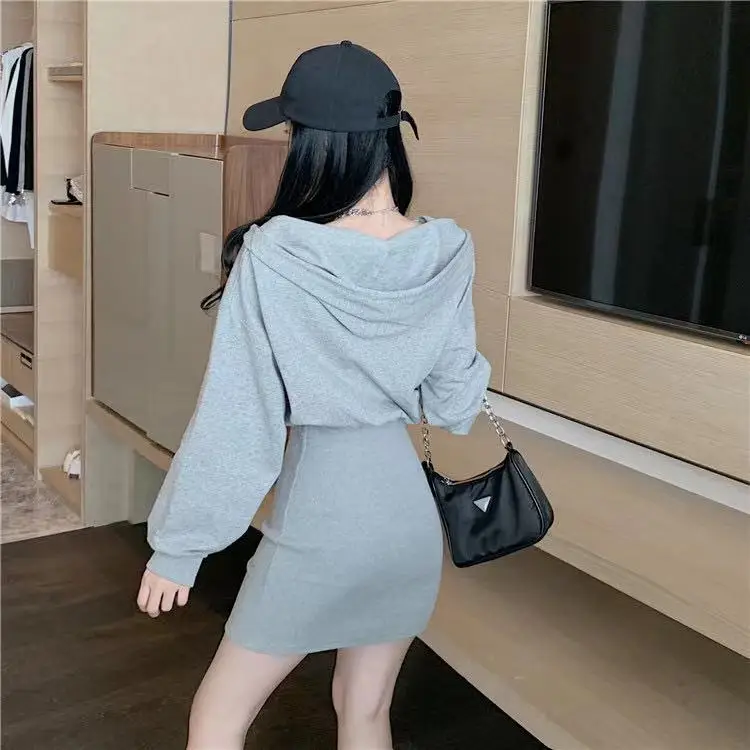 Light Grey Long Sleeve Waist Hip Dress for Women — feature 11