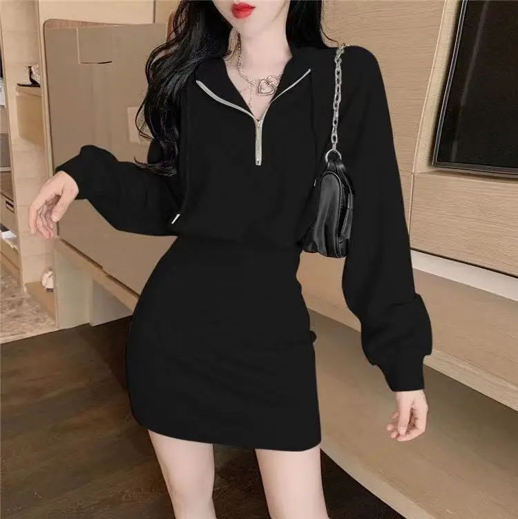 Light Grey Long Sleeve Waist Hip Dress for Women — feature 15