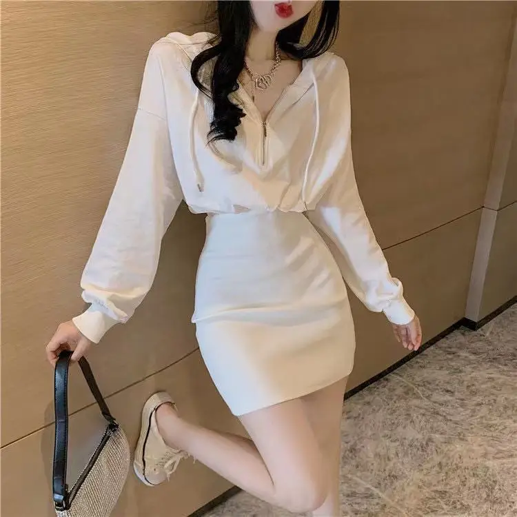 Light Grey Long Sleeve Waist Hip Dress for Women — feature 6