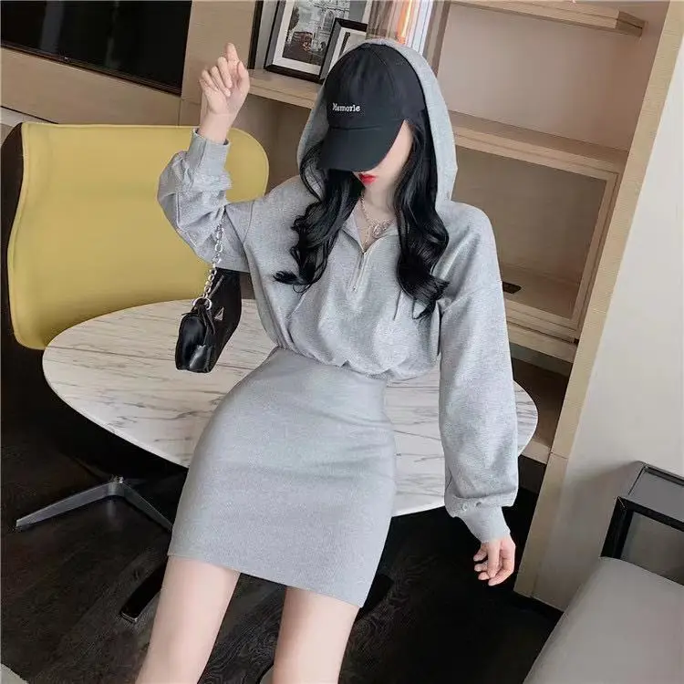 Light Grey Long Sleeve Waist Hip Dress for Women — feature 9