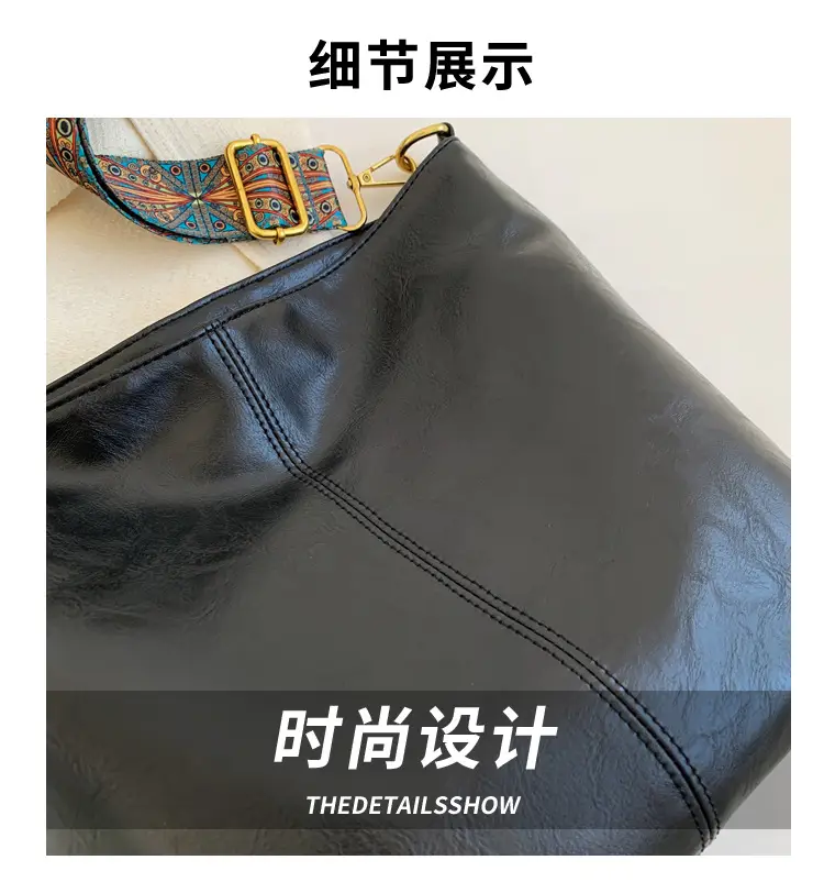 Women's Black Leather Shoulder Bag 2022 Winter New Fashion — feature 2