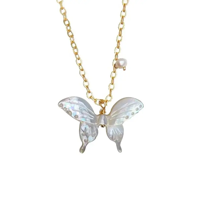 Natural Pearl Butterfly Necklace with White Butterfly Pendant — feature 10