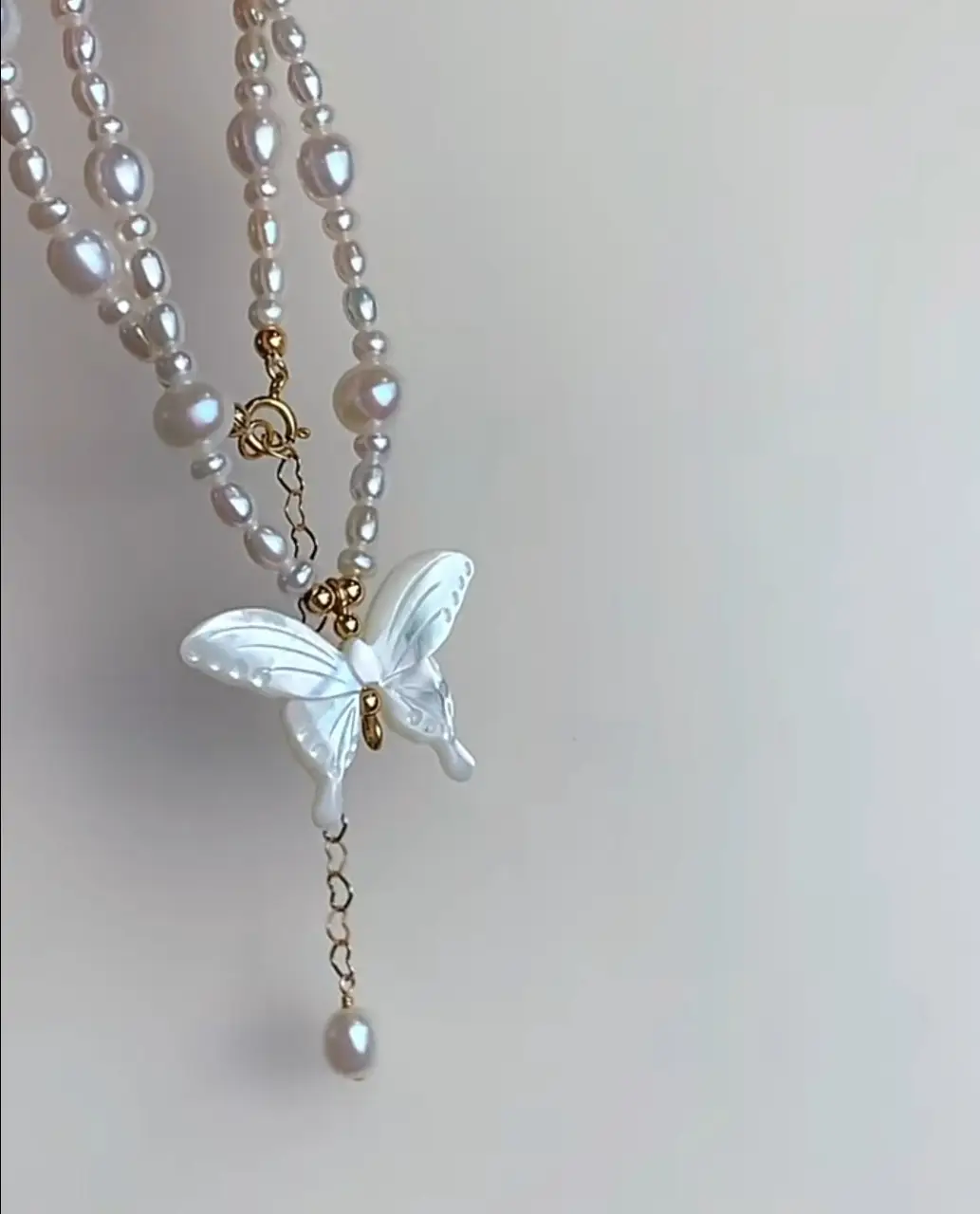 Natural Pearl Butterfly Necklace with White Butterfly Pendant — feature 8
