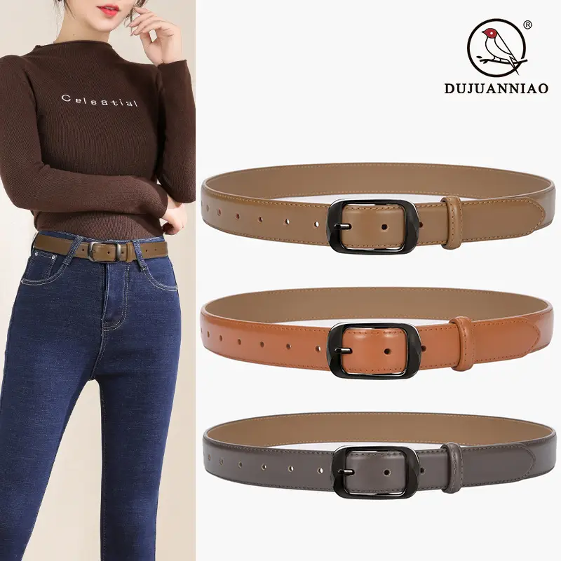 Ladies Brown Leather Belt with Black Buckle - Image 10