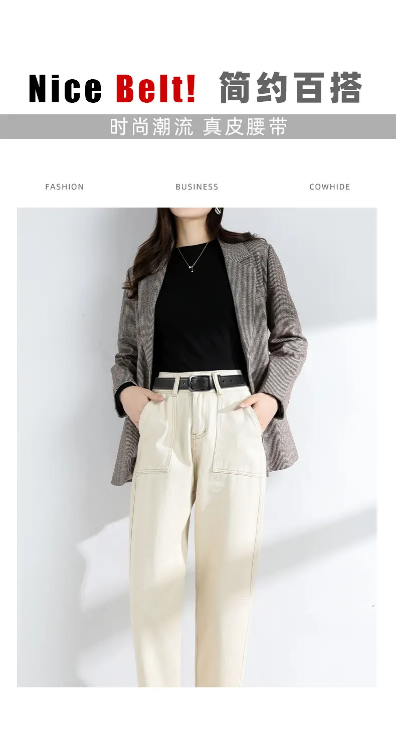 Ladies Brown Leather Belt with Black Buckle — feature 14