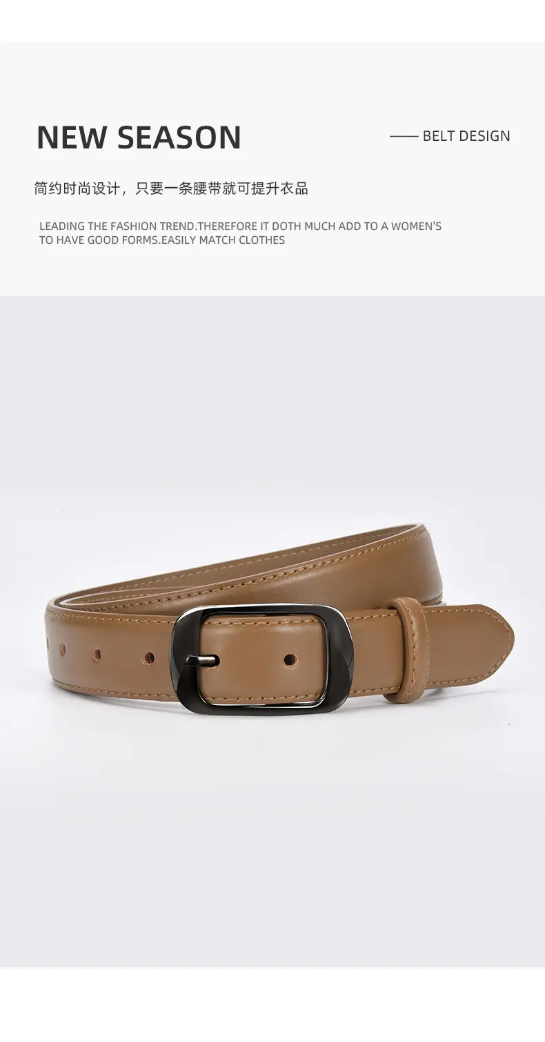 Ladies Brown Leather Belt with Black Buckle — feature 15