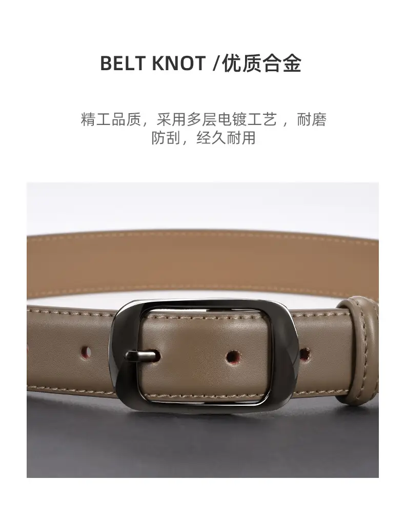 Ladies Brown Leather Belt with Black Buckle — feature 17