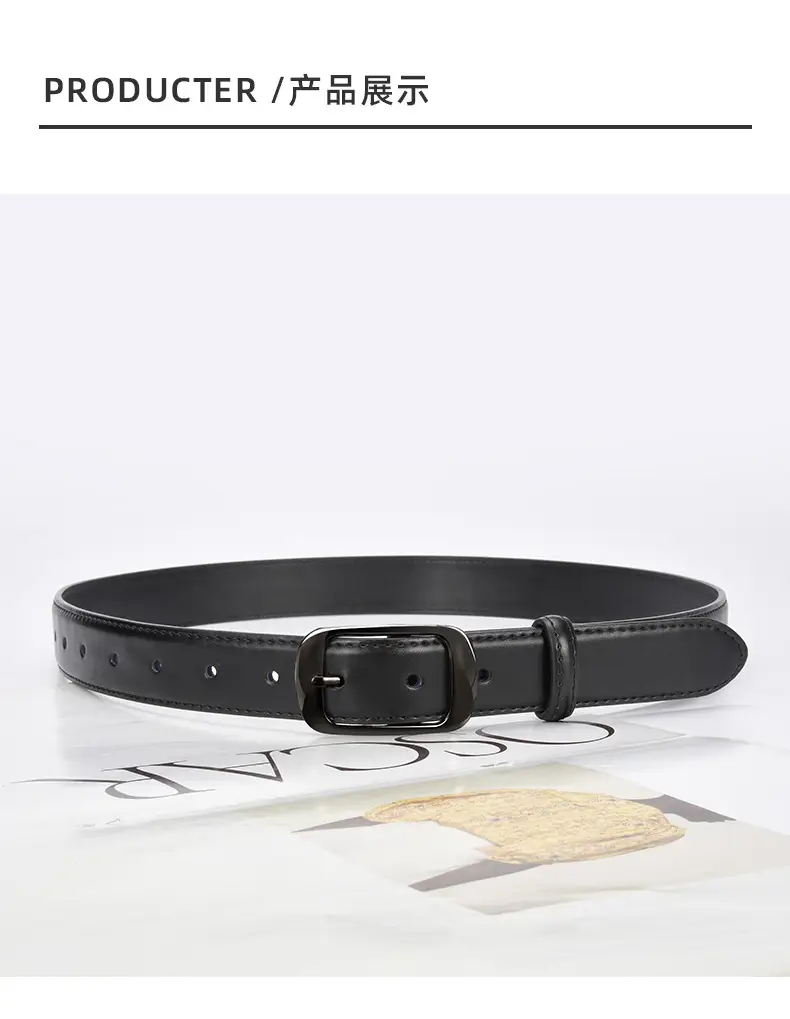 Ladies Brown Leather Belt with Black Buckle — feature 20