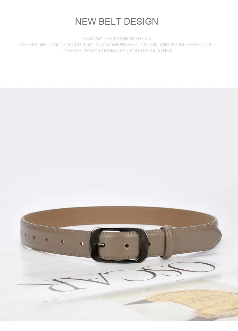 Ladies Brown Leather Belt with Black Buckle — feature 23