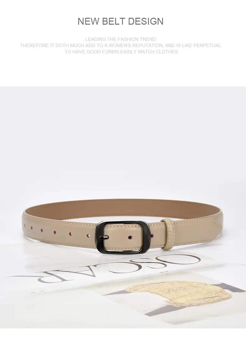 Ladies Brown Leather Belt with Black Buckle — feature 24