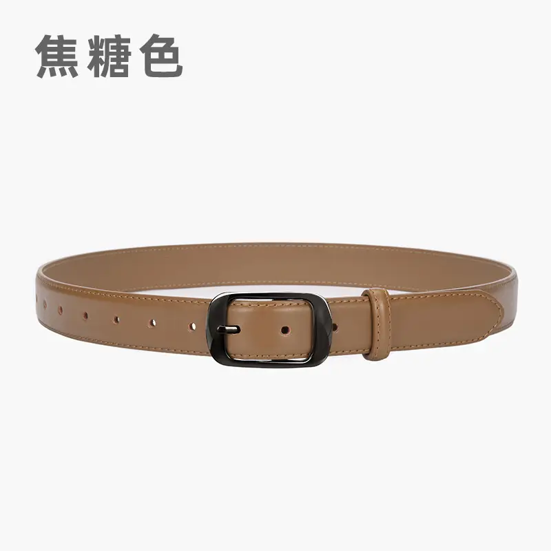 Ladies Brown Leather Belt with Black Buckle - Image 4