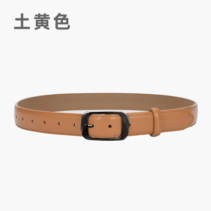 Ladies Brown Leather Belt with Black Buckle - Image 8