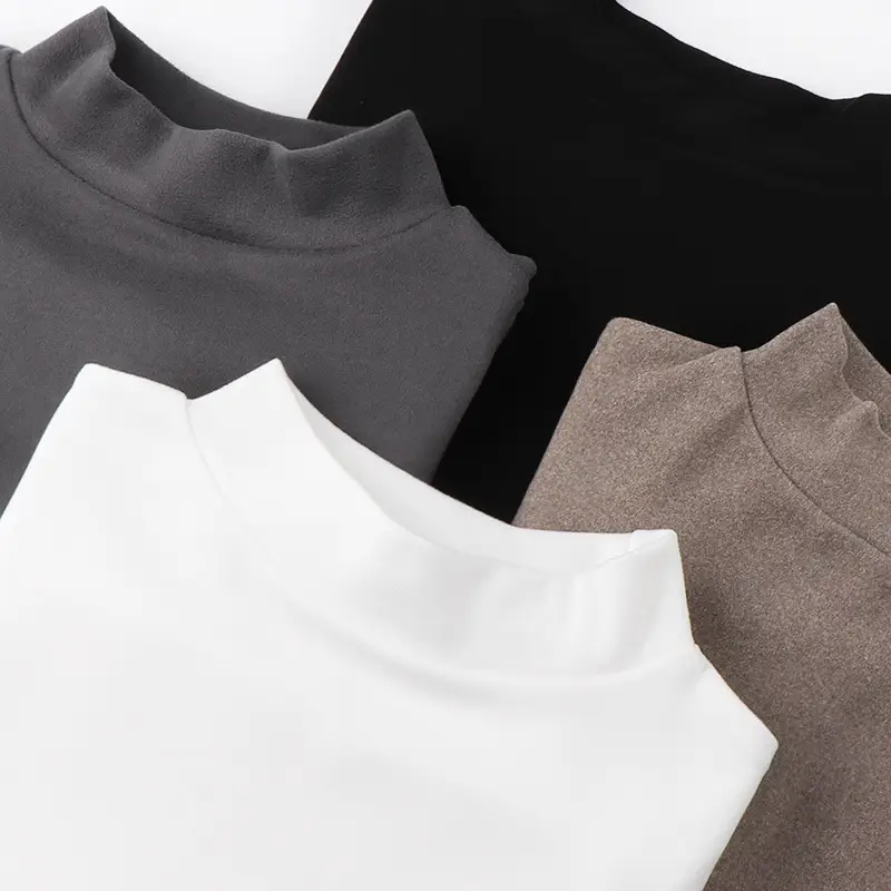 Men's 270g Velvet T-Shirt Dark Gray Semi-High Collar