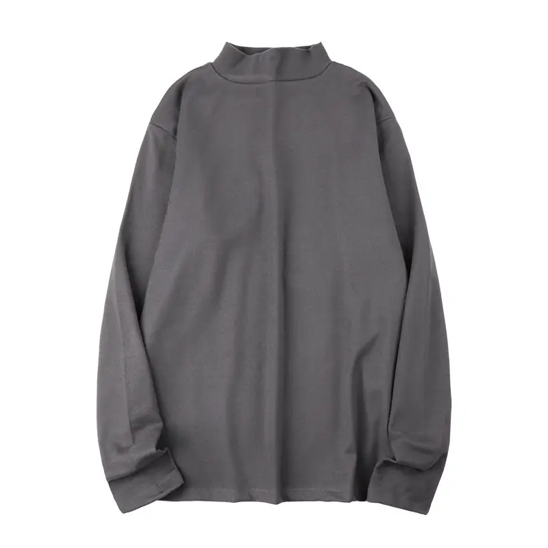 Men's 270g Velvet T-Shirt Dark Gray Semi-High Collar
