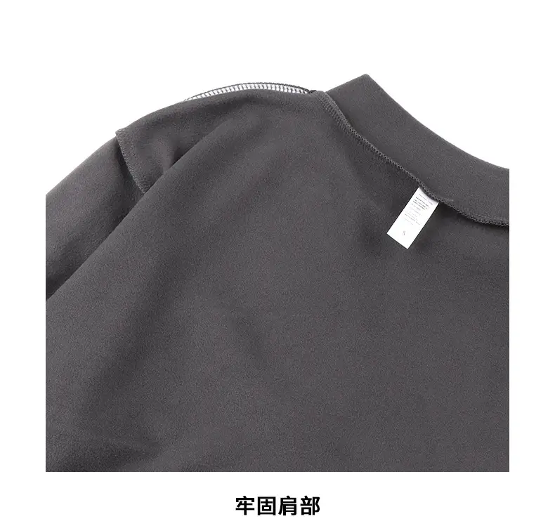 Men's 270g Velvet T-Shirt Dark Gray Semi-High Collar — feature 12