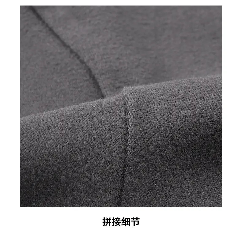 Men's 270g Velvet T-Shirt Dark Gray Semi-High Collar — feature 14