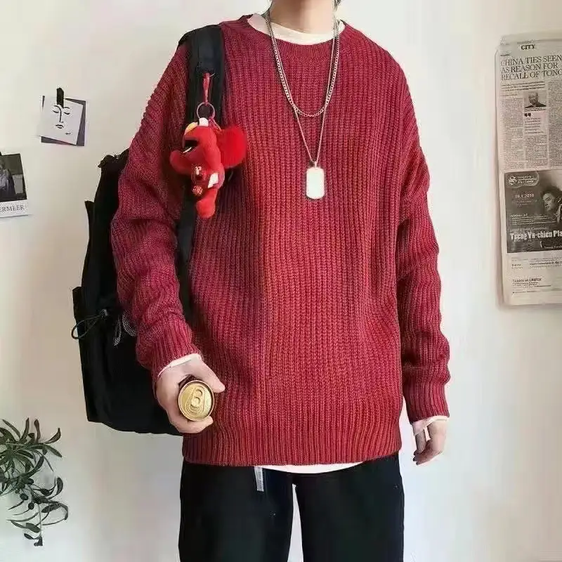 Men's Fleece Lined Winter Sweater Olive Green Loose Fit - Image 11