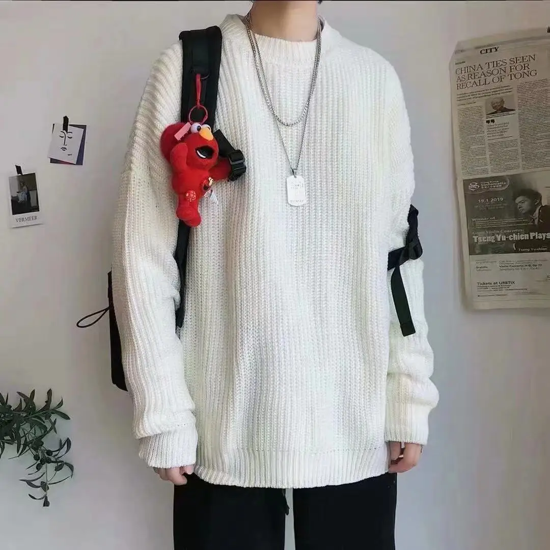 Men's Fleece Lined Winter Sweater Olive Green Loose Fit - Image 2