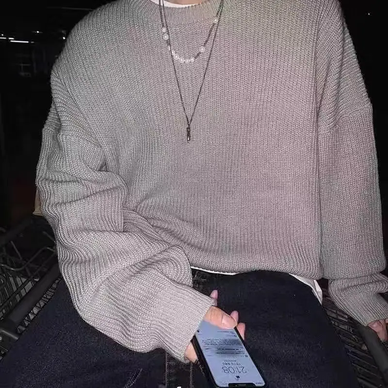 Men's Fleece Lined Winter Sweater Olive Green Loose Fit - Image 9