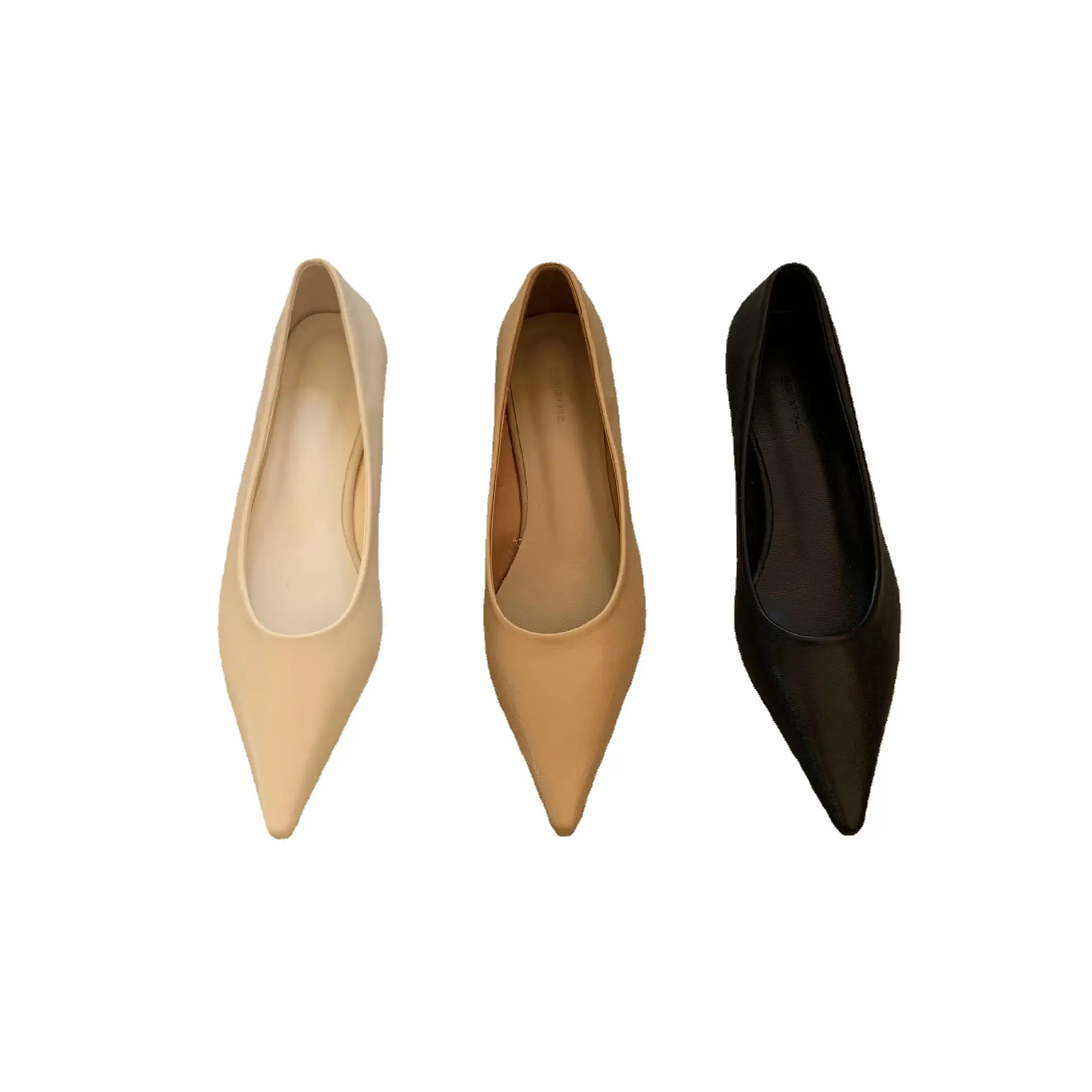 Women's White Leather Pointed Toe Flat Heels