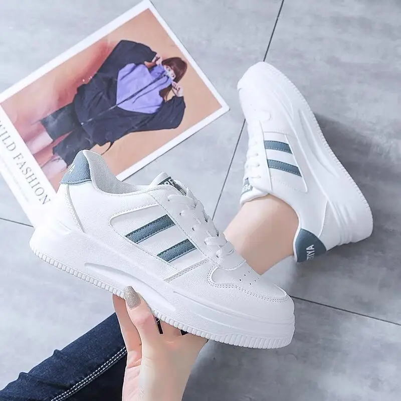 White Shoes Women's Shoes 2023 Autumn New All-match Casual Sports Leather Summer White Shoe Plate Shoes Net Popular Spring Summer Shoes - Image 5