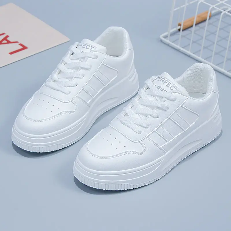 White Shoes Women's Shoes 2023 Autumn New All-match Casual Sports Leather Summer White Shoe Plate Shoes Net Popular Spring Summer Shoes - Image 7