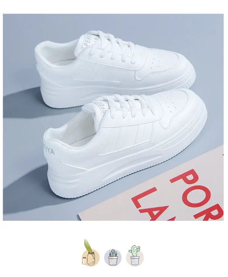 White Shoes Women's Shoes 2023 Autumn New All-match Casual Sports Leather Summer White Shoe Plate Shoes Net Popular Spring Summer Shoes — feature 12