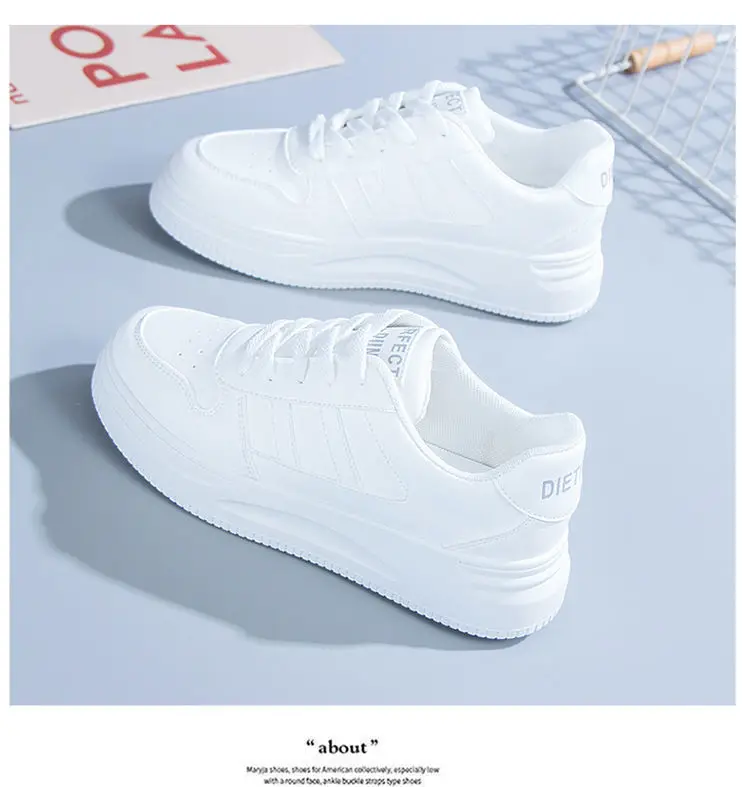 White Shoes Women's Shoes 2023 Autumn New All-match Casual Sports Leather Summer White Shoe Plate Shoes Net Popular Spring Summer Shoes — feature 13