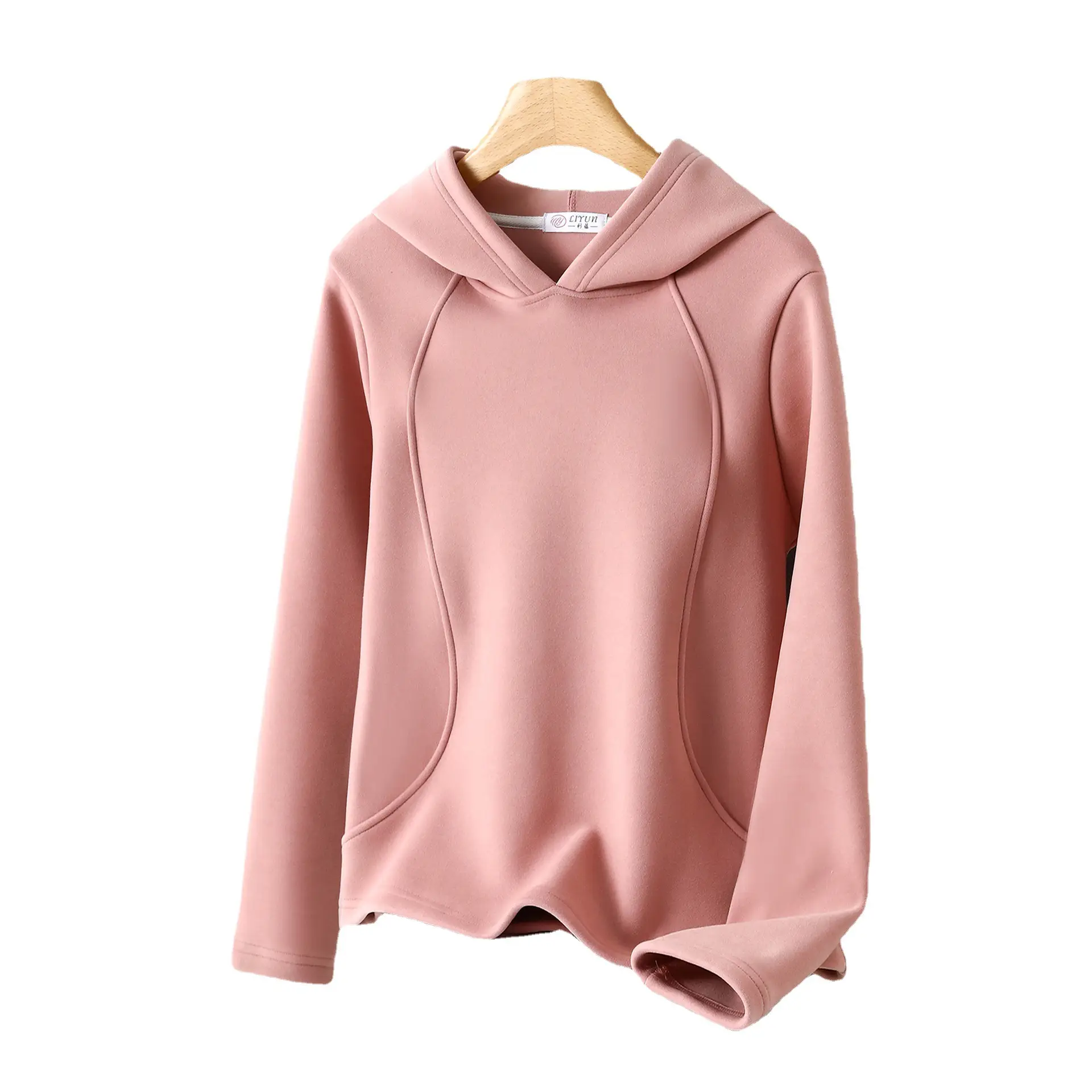 Women Velvet Hoodie Pink Fleece Lined Winter Hood - Image 8