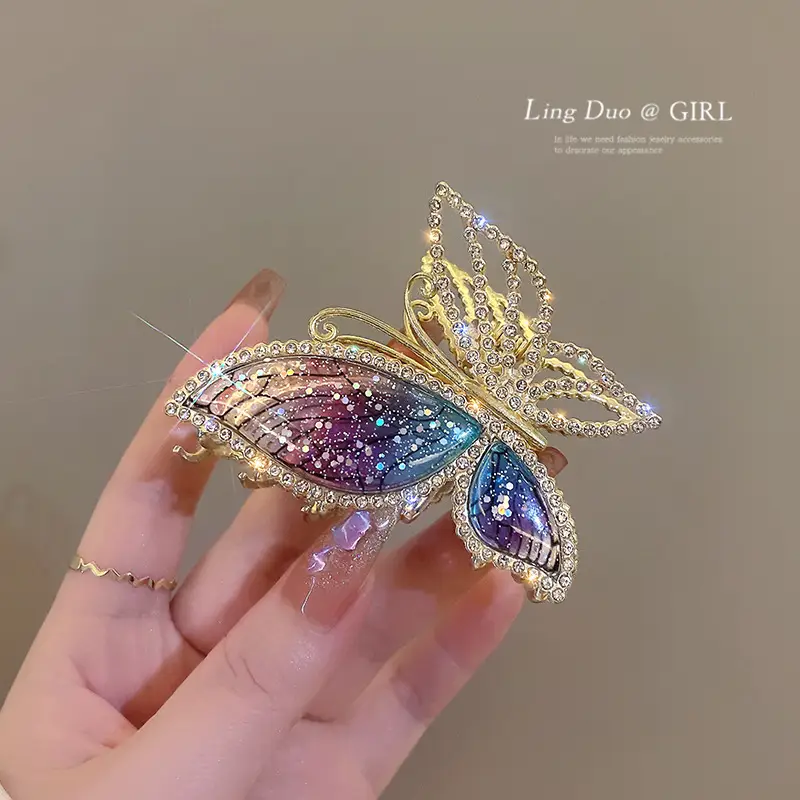 Crystal Butterfly Hair Clip for Women Summer High End