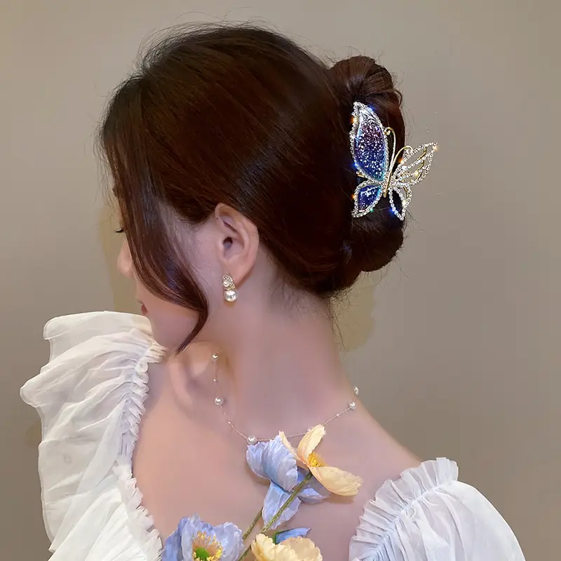 Crystal Butterfly Hair Clip for Women Summer High End
