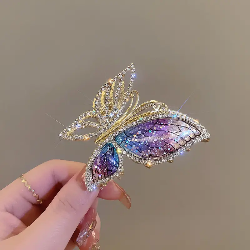 Crystal Butterfly Hair Clip for Women Summer High End