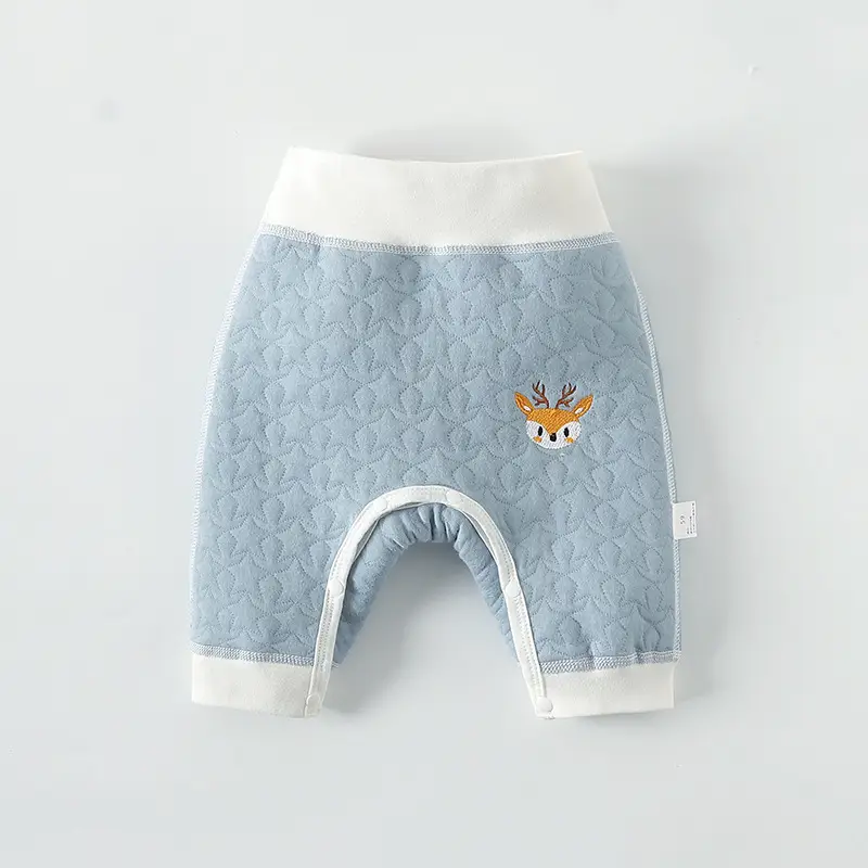 Baby's Warm Blue Quilted High Waist Pants - Image 3