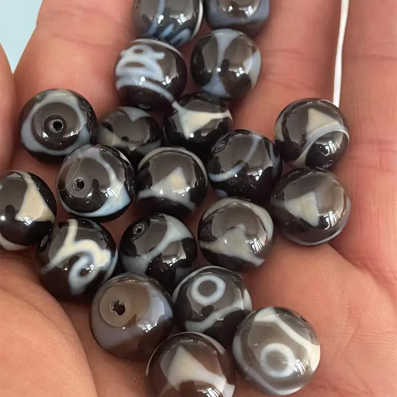 Xizang Natural Agate Beads 14mm High Gloss Infiltrated - Image 2