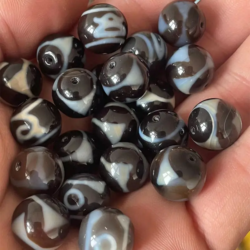Xizang Natural Agate Beads 14mm High Gloss Infiltrated - Image 4