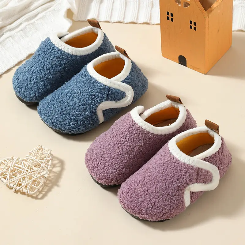 Baby Fleece Lined Slip-On Shoes Grey Winter Soft Sole