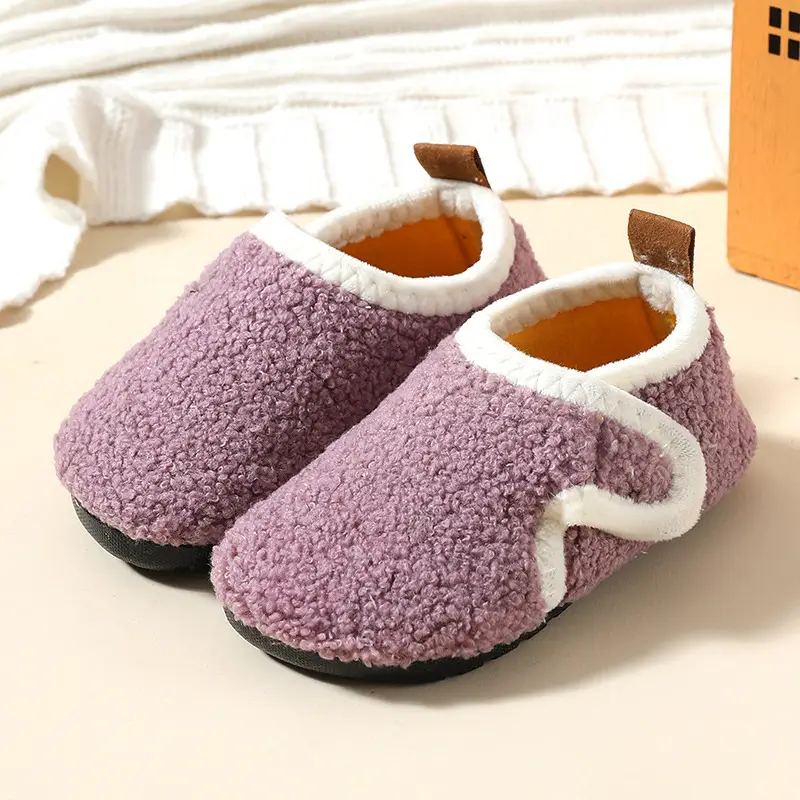Baby Fleece Lined Slip-On Shoes Grey Winter Soft Sole
