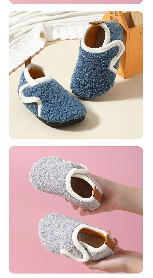 Baby Fleece Lined Slip-On Shoes Grey Winter Soft Sole — feature 13