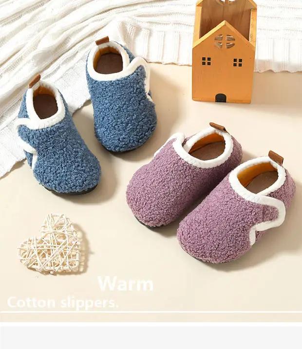 Baby Fleece Lined Slip-On Shoes Grey Winter Soft Sole — feature 2