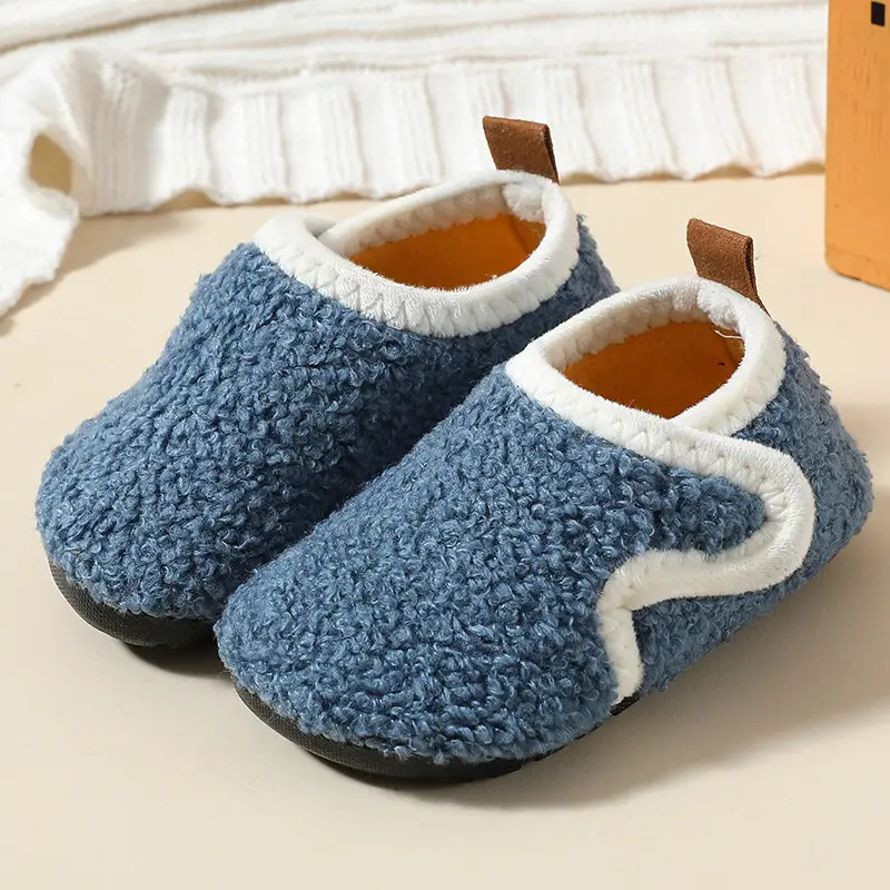 Baby Fleece Lined Slip-On Shoes Grey Winter Soft Sole
