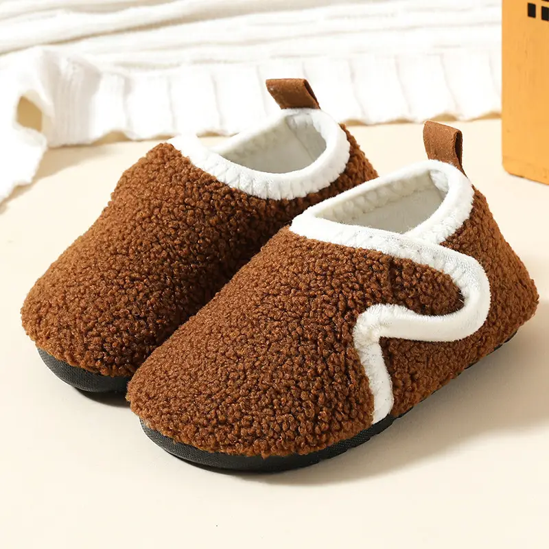 Baby Fleece Lined Slip-On Shoes Grey Winter Soft Sole