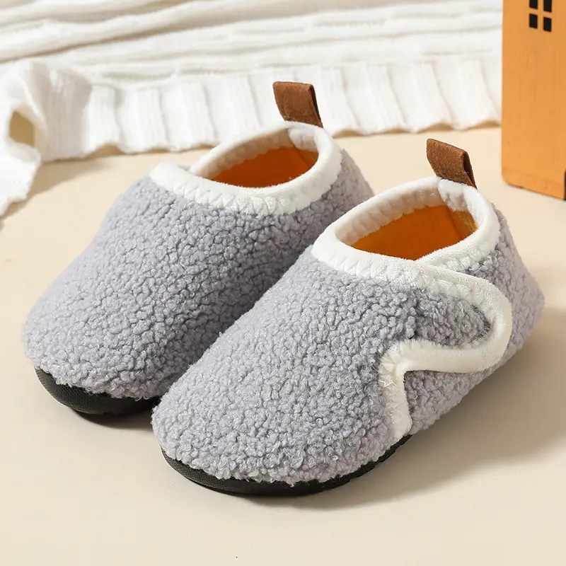 Baby Fleece Lined Slip-On Shoes Grey Winter Soft Sole