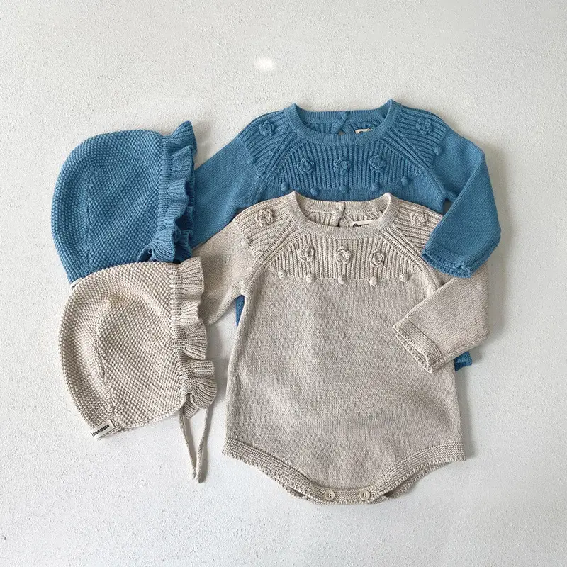 2026 Spring Girls' Silver Floral Jump Suit Baby Onesie with Hat - Image 7