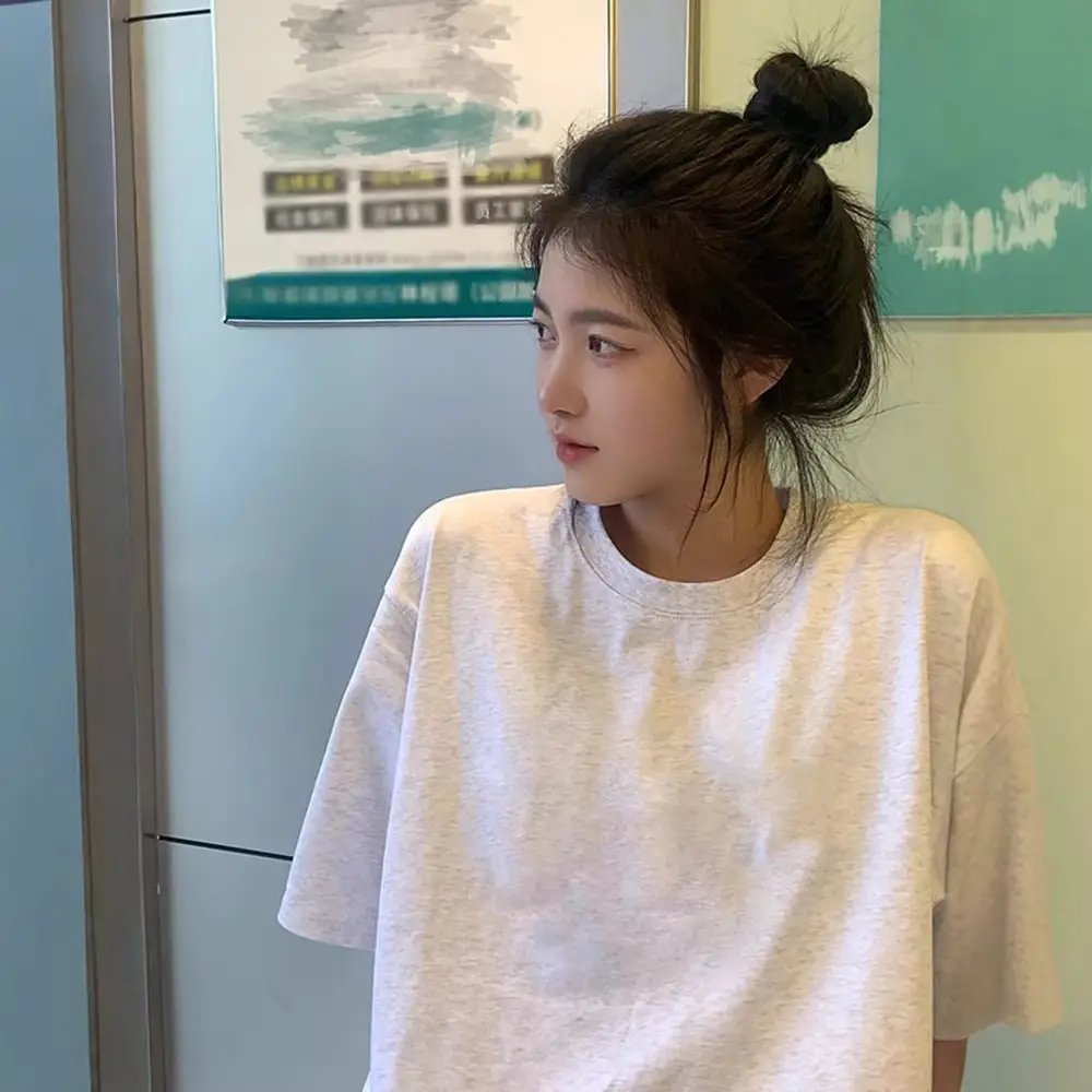 Summer Cotton T-Shirt White Black Loose Fit